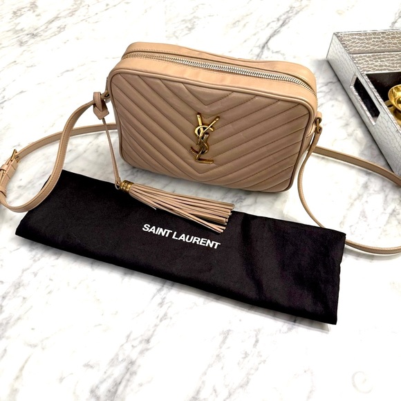 Yves Saint Laurent Handbags - SAINT LAURENT Calfskin Matelasse Monogram Lou Camera Bag Dark Beige
